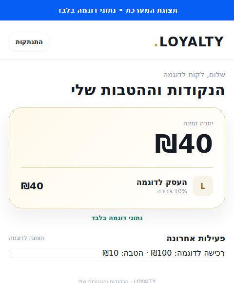 הארנק של הלקוח — נתוני דוגמה